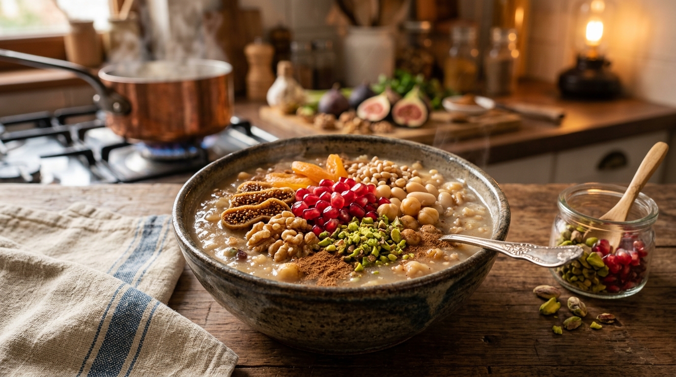 Tam Ölçülü Geleneksel Aşure Tarifi (Berrak Kıvam & Püf Noktaları)